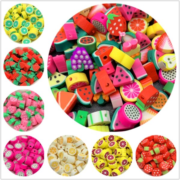 30pcs Fruit-Shaped Clay Spacer Beads: Perfect for DIY Jewelry