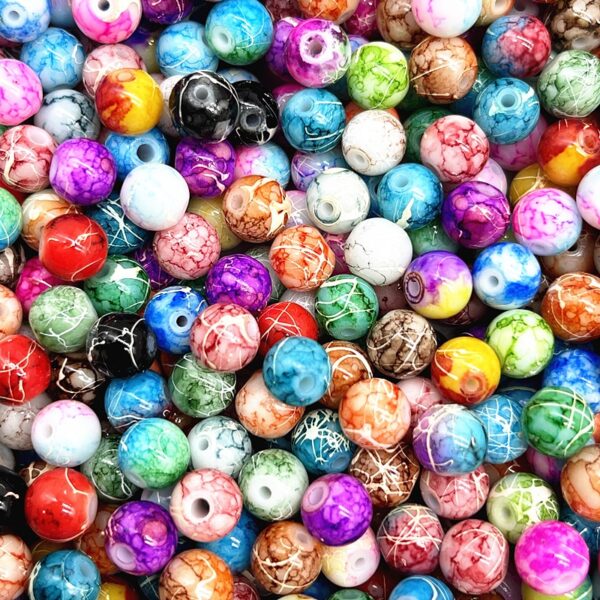 Patterned Round Glass Beads: Perfect for DIY Jewelry and Clothing Accessories - Image 2