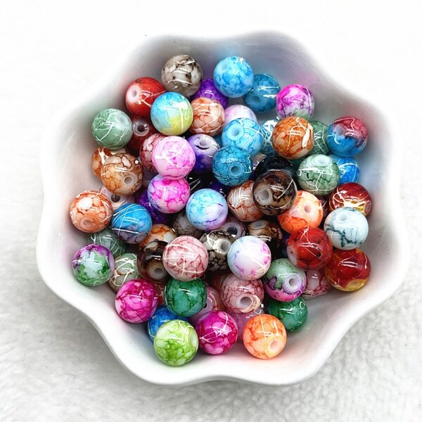 Patterned Round Glass Beads: Perfect for DIY Jewelry and Clothing Accessories - Image 30