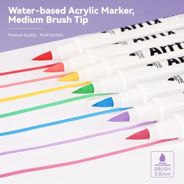 30 Permanent Colors Acrylic Brush Marker Pens - Image 4