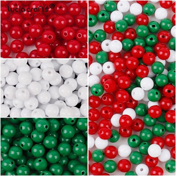 Christmas-Themed 8mm Acrylic Round Beads: Ideal for DIY Jewelry