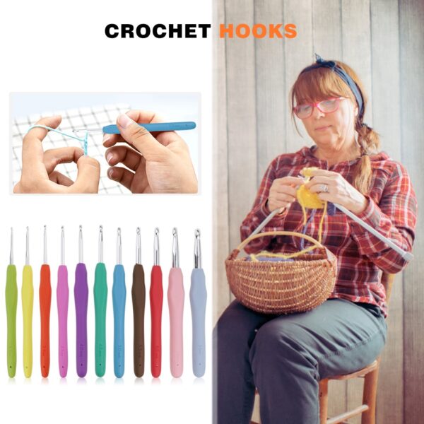 Crochet Hooks Set DIY Needlework Storage with TPR Soft Handle - Image 3