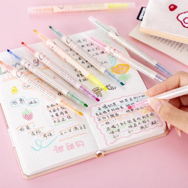 6pcs Double Ended Pastel Colors Highlighters - Image 5