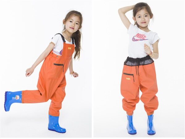 Kids Wader Jumpsuit Waterproof Wading Pants With Rain Boots Garden Beach Fishing Hunting girls boy Wader Trousers - Image 5