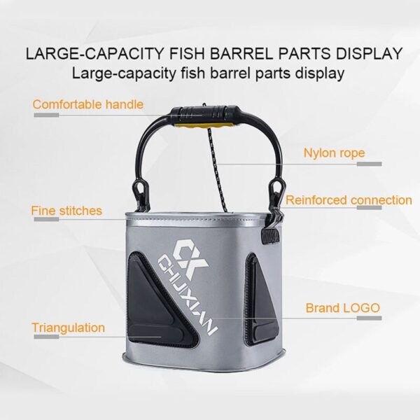 Fishing Bucket,Foldable Fish Bucket, Multi-Functional EVA Fishing Bag for Outdoor, Live Fish Lures Bucket - Image 2