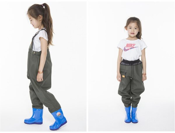 Kids Wader Jumpsuit Waterproof Wading Pants With Rain Boots Garden Beach Fishing Hunting girls boy Wader Trousers - Image 2