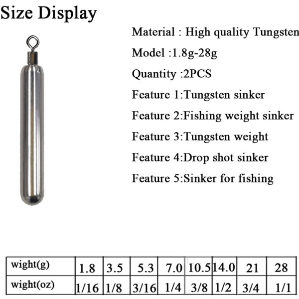 2pcs/lot Tungsten Fishing Sinker - Image 3