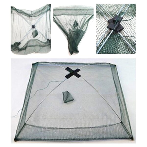 Fishing Net Foldable Folding Mesh Nylon Fishing Net Baits Trap Cast Dip Crab Shrimp Nets Automatic Trap Outdoor Fishnet Portable - Image 2