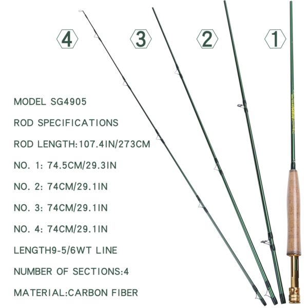 Sougayilang 2.7M UltraLight Fly Fishing Rods LW 5/6 4 Sections - Image 3