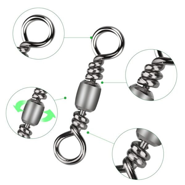 DNDYUJU 100/50pcs Stainless Steel Fishing Barrel Bearing Swivel - Image 3