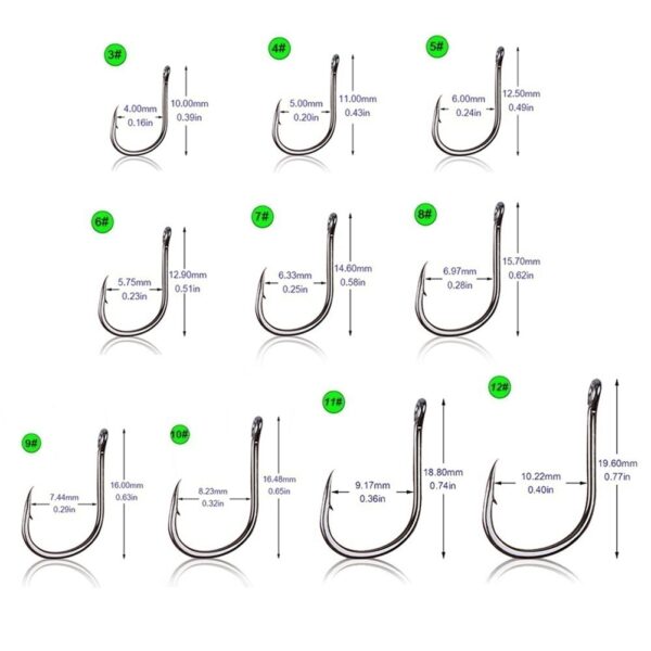 100pcs Fishing Hooks Set Carbon Steel - Image 2