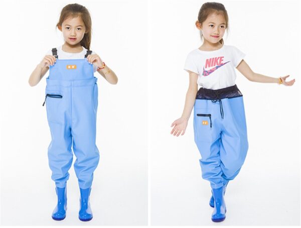 Kids Wader Jumpsuit Waterproof Wading Pants With Rain Boots Garden Beach Fishing Hunting girls boy Wader Trousers - Image 3