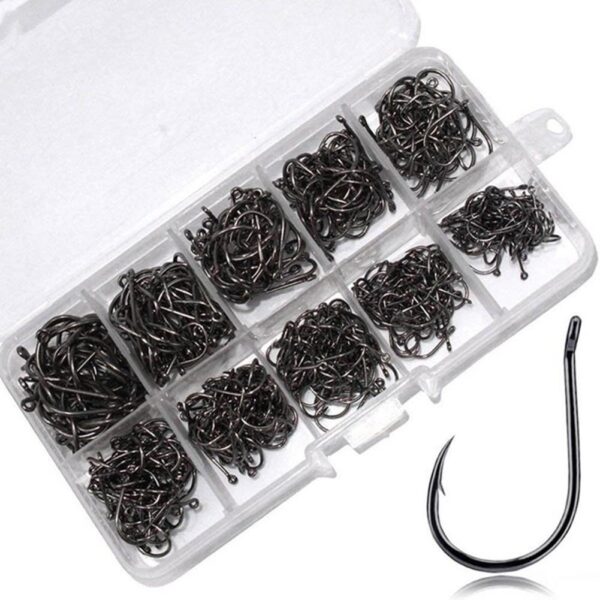 100pcs Fishing Hooks Set Carbon Steel