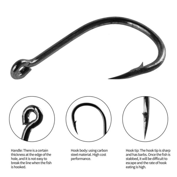 100pcs Fishing Hook Set Size 3-12 Carbon Steel Fishhook - Image 2