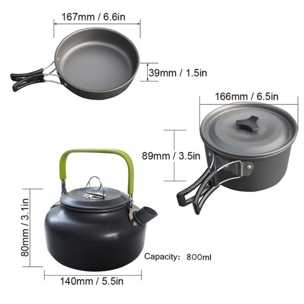 1 Set Outdoor Pots Pans Camping Cookware - Image 3