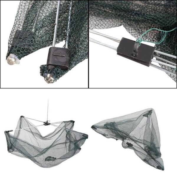 Fishing Net Foldable Folding Mesh Nylon Fishing Net Baits Trap Cast Dip Crab Shrimp Nets Automatic Trap Outdoor Fishnet Portable - Image 5