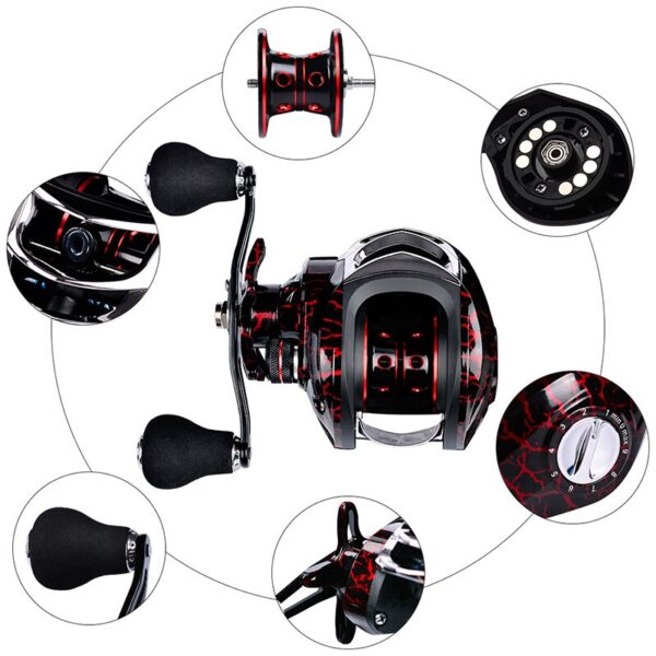 Baitcasting Reel All Metal Spool 18+1BB 10kg/22LB Max Drag Force Speed Ratio 7.1:1 Magnetic Metal Casting Fishing Reel - Image 5