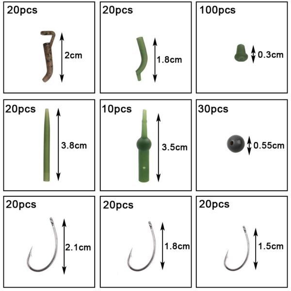 420Pcs/Box Fishing Tackle Kit Including Swivels Hooks Anti Tangle Sleeves Hook Stop Beads Boilie Bait Screw Accessories - Image 3