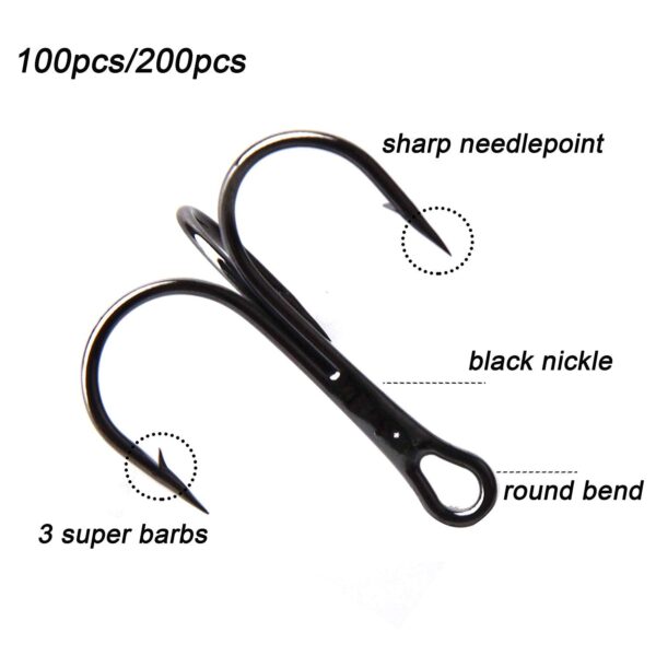 190Pcs/Box Treble Hooks Split Rings Kit High Carbon Steel - Image 4