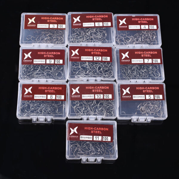 1000Pcs Fish hooks High Carbon Steel Fish Hooks 3#-12# 10 Sizes - Image 3