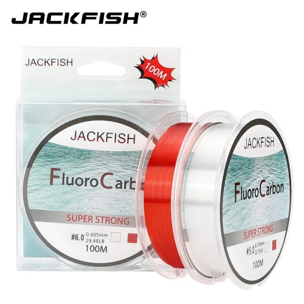 JACKFISH 100M Fluorocarbon Fishing Line  red/clear two colors 4-32LB Carbon Fiber Leader Line