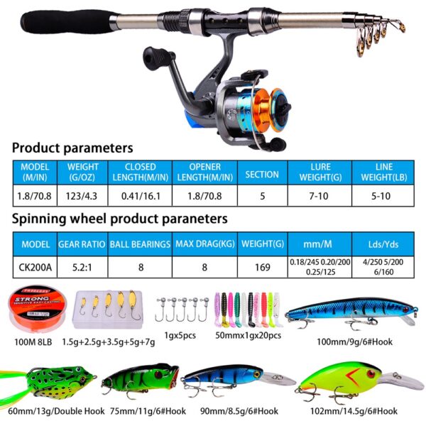 Telescopic Fishing Rod and Reel Combos Full Kit - Image 2