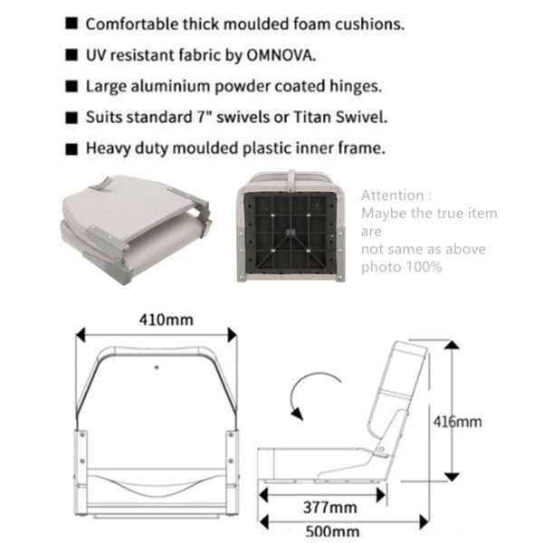 JayCreer Low Back Folding Boat Seat - Image 3