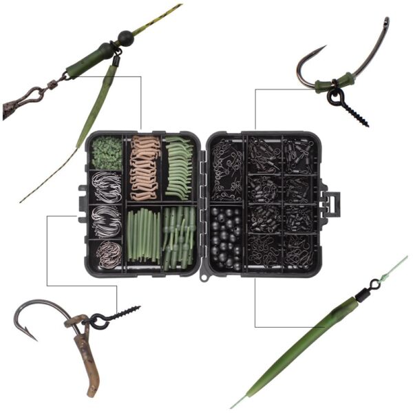 420Pcs/Box Fishing Tackle Kit Including Swivels Hooks Anti Tangle Sleeves Hook Stop Beads Boilie Bait Screw Accessories - Image 5