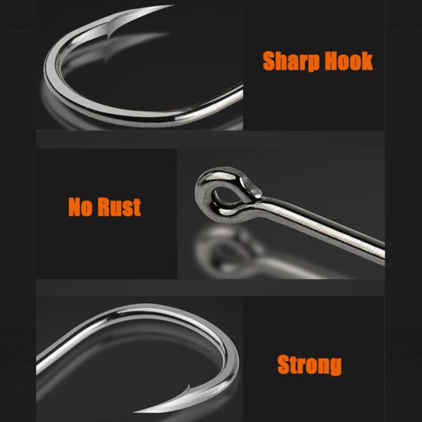 100pcs Stainless Stain Fish/Treble/Catfish/Circle Hooks For Soft Lure - Image 3