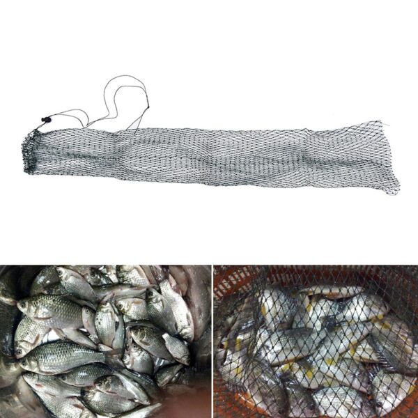 1pc nylon foldable fishing net fish pot trap fishing net creel simple fish guard flat bottom beam mouth length 1 meter - Image 3