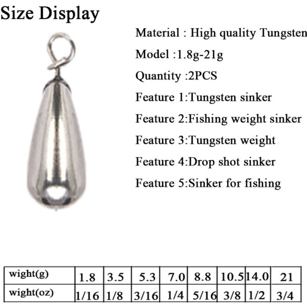 2pcs Fishing Weight Tungsten Carolina Rig - Image 3