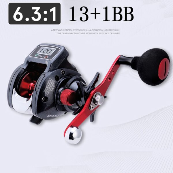 6.3:1 13+1BB Fishing Reel Left / Right Hand Low Profile Line Counter Fishing Tackle Gear with Digital Display Carretilha Pesca - Image 3