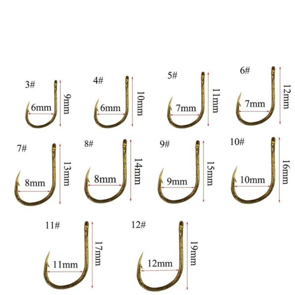 100pcs/Box Fishhook Catfish/Circle/Treble/Fish/Fishing Hook 10 Mixed Sizes 3#-12# - Image 2