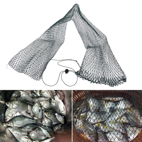 1pc nylon foldable fishing net fish pot trap fishing net creel simple fish guard flat bottom beam mouth length 1 meter - Image 2