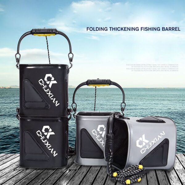 Fishing Bucket,Foldable Fish Bucket, Multi-Functional EVA Fishing Bag for Outdoor, Live Fish Lures Bucket