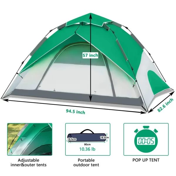 4 Person Automatic Camping Tents Family Outdoor Instant Setup Tent 4 Season Windproof Waterproof Ultralight Portable Pop up Tent - Image 7