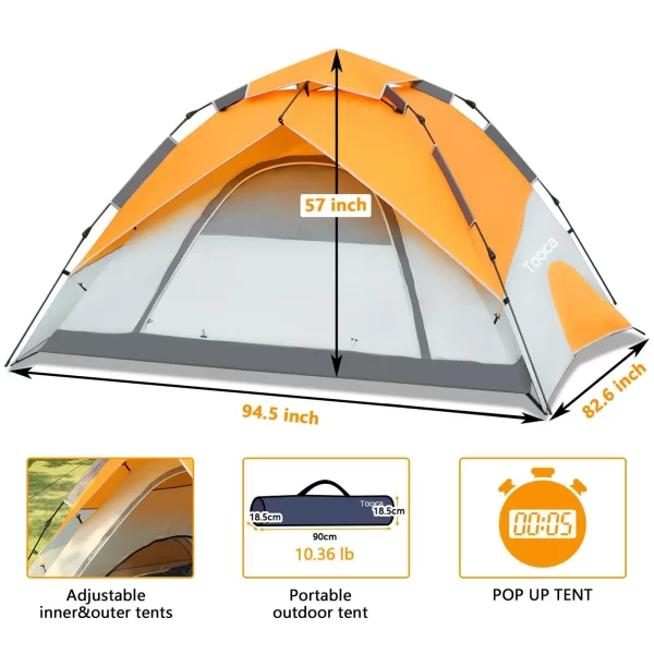 4 Person Automatic Camping Tents Family Outdoor Instant Setup Tent 4 Season Windproof Waterproof Ultralight Portable Pop up Tent - Image 8